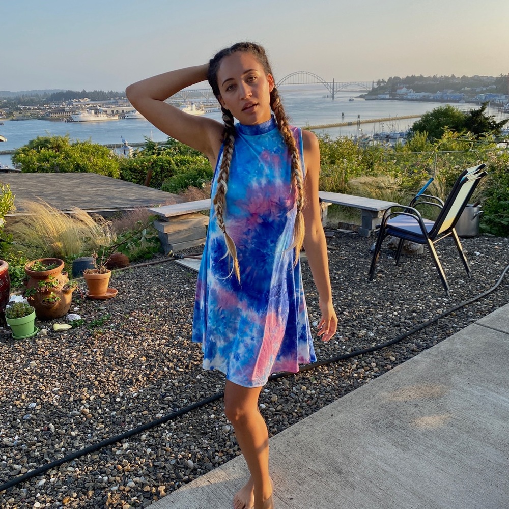 Tie Dye Shirt Dress - Size L / one size